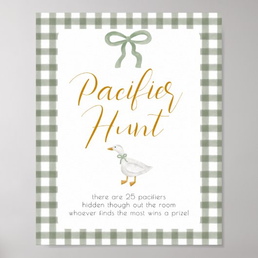 Silly Goose Groen Gingham Fopspeen Jacht Spel Poster (Voorkant)