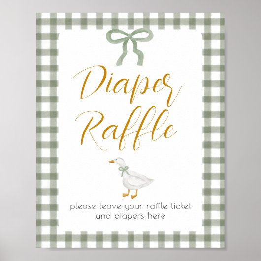 Silly Goose Groen Gingham Luierraffle Bord Poster (Voorkant)