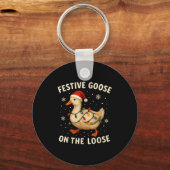 Silly Goose Holiday Christmas Festive Goose On The Sleutelhanger (Voorkant)