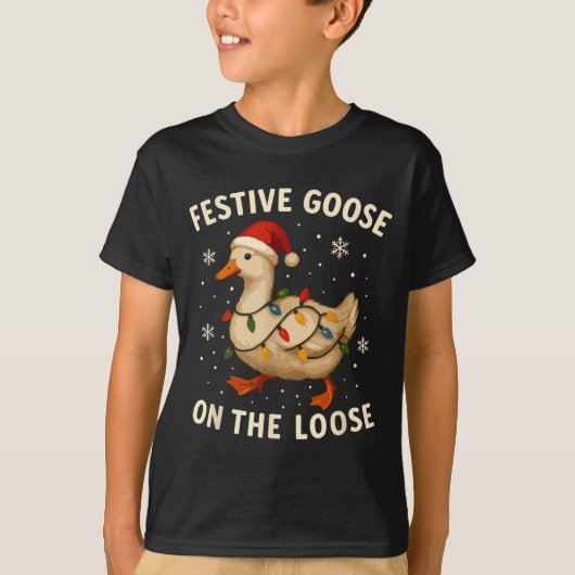 Silly Goose Holiday Christmas Festive Goose On The T-shirt (Voorkant)