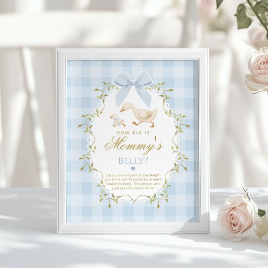 Silly Goose How big is belly Blue Gingham Poster