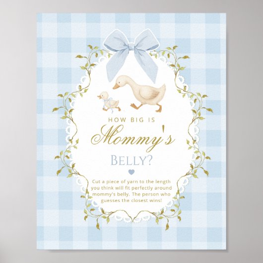 Silly Goose How big is belly Blue Gingham Poster (Voorkant)
