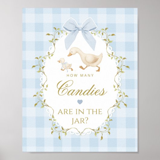 Silly Goose How many candies Blue Gingham Poster (Voorkant)