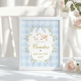 Silly Goose How many candies Blue Gingham Poster