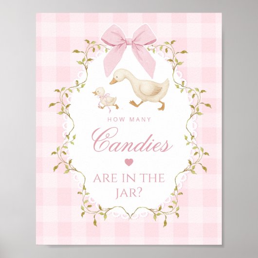 Silly Goose How many candies Pink Gingham Bow Poster (Voorkant)