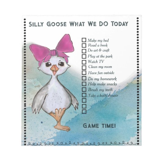 Silly Goose Kids Custom Daily Routine Checklist Notitieblok (Voorkant)