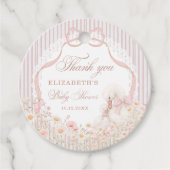 Silly Goose Lace Wildflower Pink Baby Shower Bedankjes Labels (Voorkant)