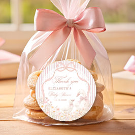 Silly Goose Lace Wildflower Pink Baby Shower Ronde Sticker