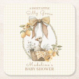 Silly Goose Lemon Watercolor Baby Shower Kartonnen Onderzetters