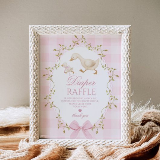 Silly Goose Luier raffle Roze Gingham Strik Poster