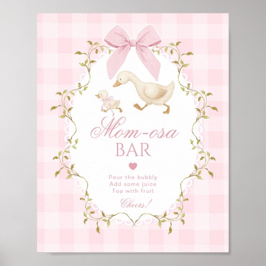 Silly Goose Momosa bar Pink Gingham Poster (Voorkant)