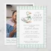 Silly Goose Neutral Baby Shower Photo QR Code Kaart (Voorkant / Achterkant)