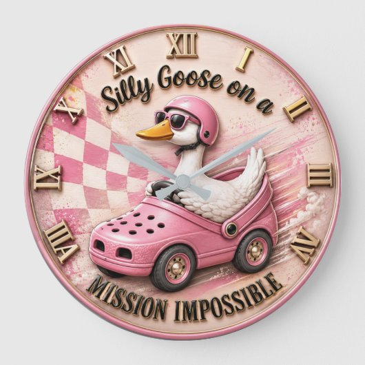 Silly Goose on a Mission Impossible Funny Goose Grote Klok (Voorkant)