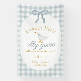 Silly Goose On The Loose Blue Gingham Baby Shower Spandoek