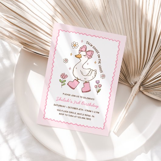 Silly Goose on the Loose Pink Bow Floral Kaart