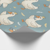 Silly Goose Party – Blue Background with Feathers Cadeaupapier (Hoek)