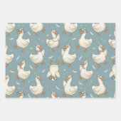 Silly Goose Party – Blue Background with Feathers Inpakpapier Vel (Voorkant 3)