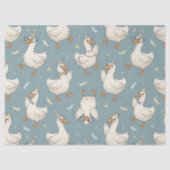 Silly Goose Party – Blue Background with Feathers Tissuepapier (Voorkant)