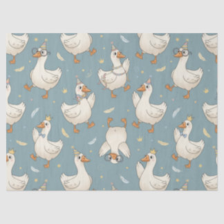 Silly Goose Party – Blue Background with Feathers Tissuepapier