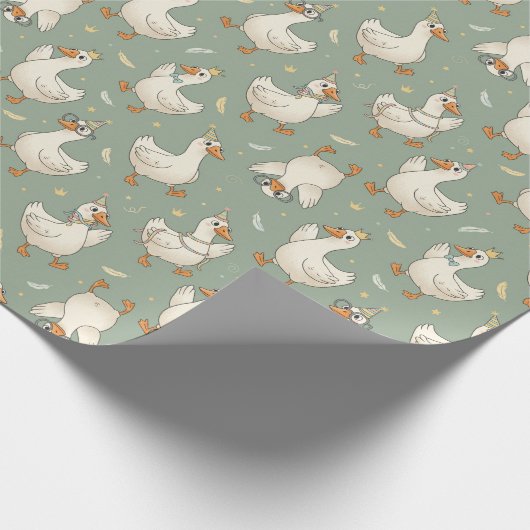 Silly Goose Party Parade – Funny Duck Patter Cadeaupapier (Hoek)