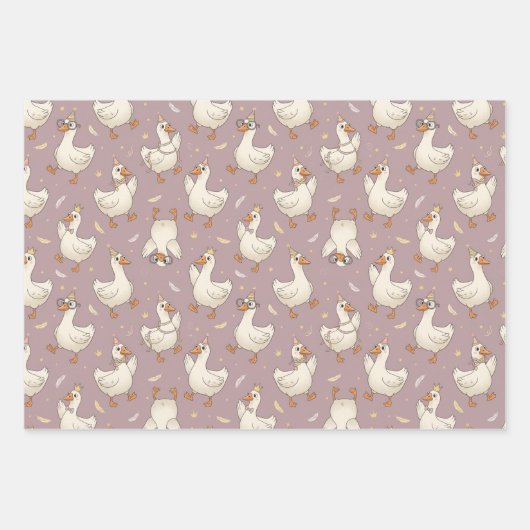 Silly Goose Party – Quirky Birthday Design Inpakpapier Vel (Voorkant 3)