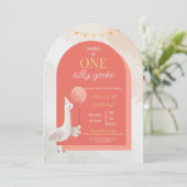 Silly Goose Personalized First Birthday Invitation Kaart (Staand voorkant)