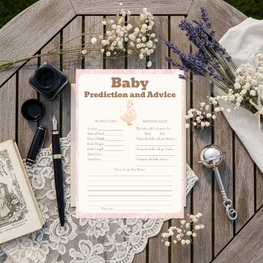 Silly Goose Pink Baby Predictions & Advice Card Kaart