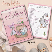 Silly Goose Pink Bow Birthday Time Capsule Game Kaart