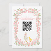  Silly Goose Pink Bow Floral QR Code Baby Shower  Kaart (Achterkant)