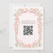 Silly Goose Pink Bow Floral QR Code Baby Shower Kaart (Achterkant)