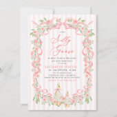  Silly Goose  Pink Bow Floral Roses Baby Shower Kaart (Voorkant)