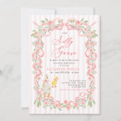  Silly Goose  Pink Bow Floral Roses Baby Shower Kaart (Voorkant)