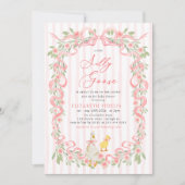 Silly Goose Pink Bow Floral Roses Baby Shower Kaart (Voorkant)