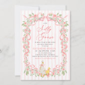  Silly Goose  Pink Bow Floral Roses Baby Shower Kaart (Voorkant)