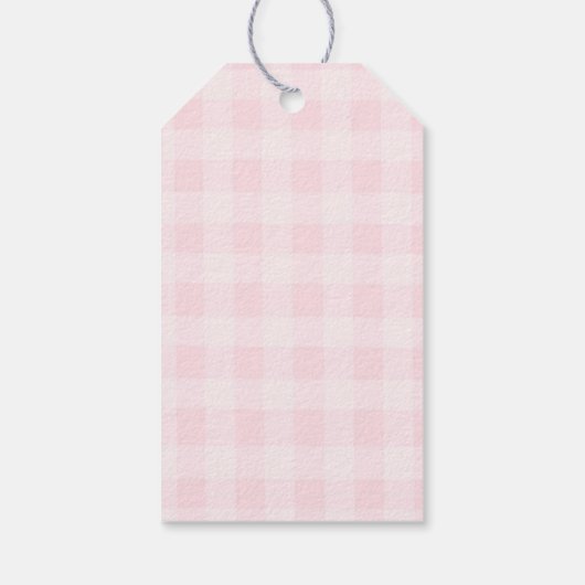 Silly Goose Pink Bow Gingham Baby Shower Thank you Cadeaulabel (Achterkant)