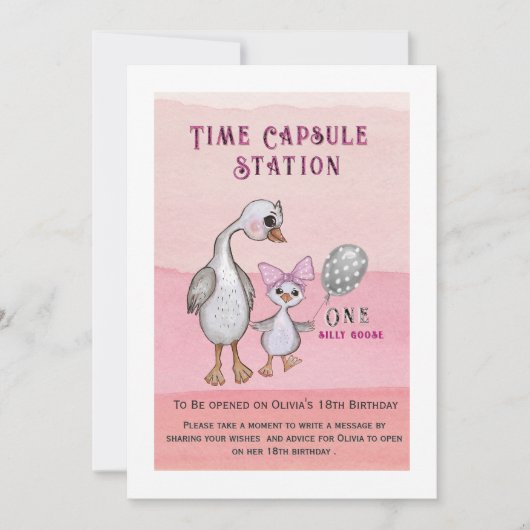 Silly Goose & Pink Bow | Time Capsule Station Sign Kaart (Voorkant)