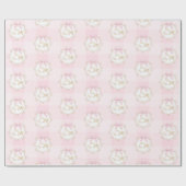 Silly Goose Pink Bow Whimsical Preppy Gingham Cadeaupapier (Vlak)