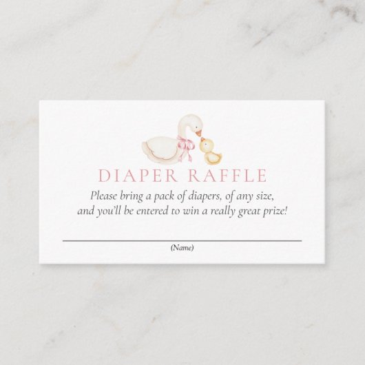 Silly Goose Pink Floral Diaper Raffle Card Informatiekaartje (Voorkant)