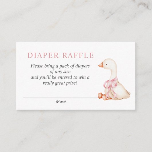 Silly Goose Pink Floral Diaper Raffle Card Informatiekaartje (Voorkant)