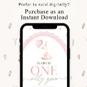 Silly Goose Pink Floral First Birthday Kaart