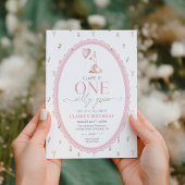 Silly Goose Pink Floral First Birthday Kaart