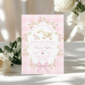 Silly Goose Pink Gingham Baby girl Shower Kaart