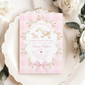 Silly Goose Pink Gingham Baby girl Shower Kaart