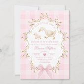Silly Goose Pink Gingham Baby girl Shower Kaart (Voorkant)