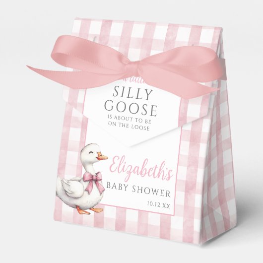 Silly Goose Pink Gingham Baby Shower Bedankdoosjes (Voorkant Zijde)