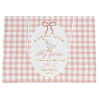 Silly Goose Pink Gingham Baby Shower Cottagecore Groot Cadeauzakje