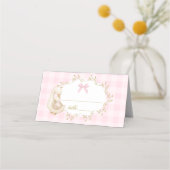 Silly Goose Pink Gingham baby shower Plaatskaartje (Voorkant)