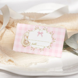 Silly Goose Pink Gingham baby shower Plaatskaartje