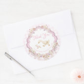 Silly Goose Pink Gingham Baby Shower Thank You Ronde Sticker (Envelop)