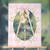 Silly Goose Pink Gingham Baby Shower Welcome Acryl Bord (Neutraal)